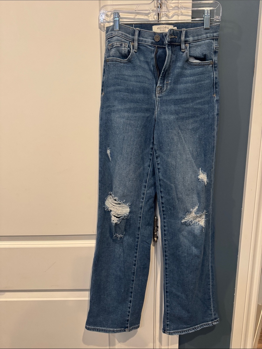 Hidden The Buckle Distressed Women's Jeans 24 wide leg high rise stretch